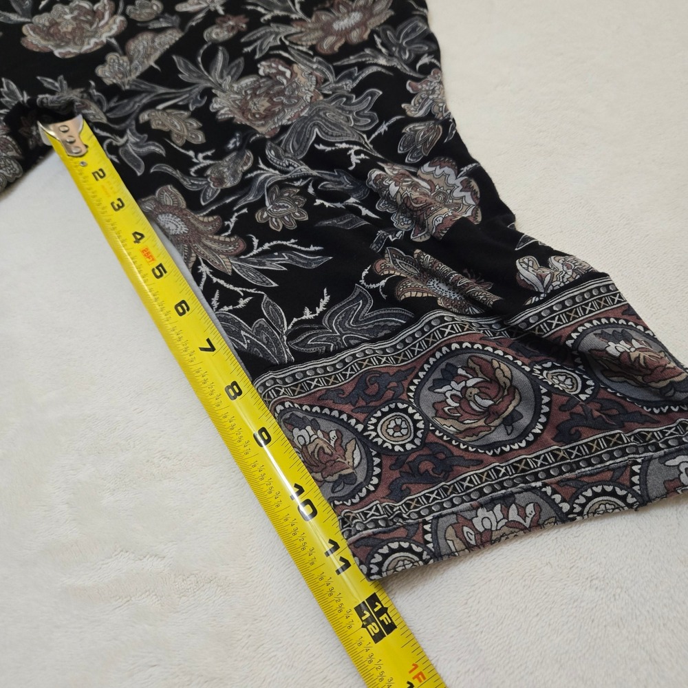 Lucky Brand Womens 3X Floral Henley Tunic Top 3/4 Sleeve Black Boho Viscose‎ - Picture 4 of 16